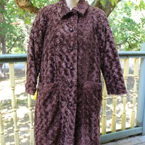 Faux Fur or Teddy Bear Faux Fur Long Coat Lined with Cowboy Print Fabric